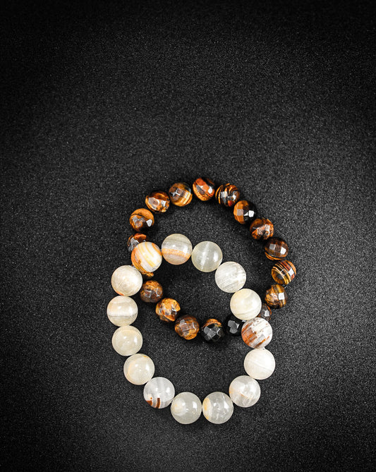 Cream Bracelet and Octagon Tiger Eye